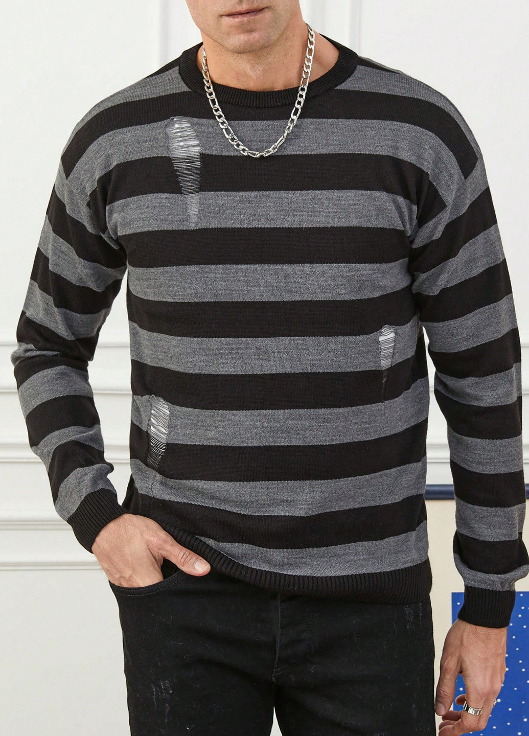 Комбинированный демисезонный свитер джемпер SHEIN