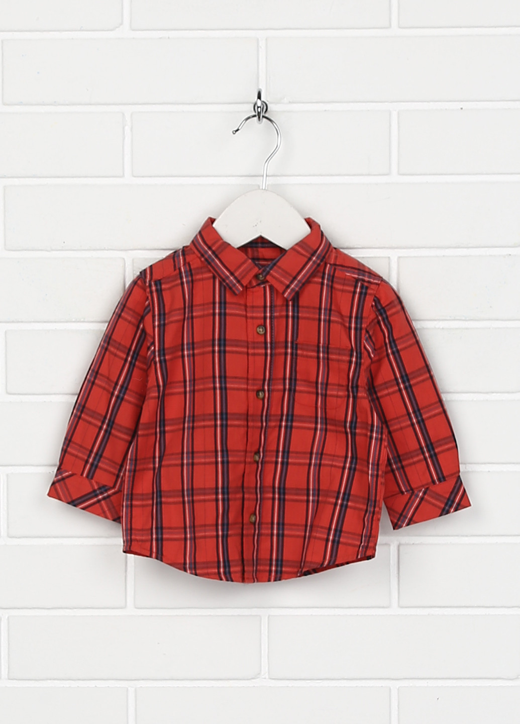 Красная кэжуал рубашка в клетку Kiabi с длинным рукавом