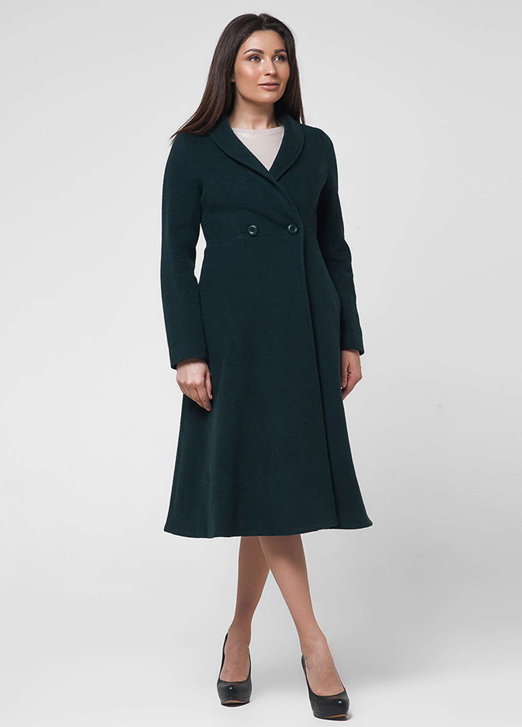 Зеленое демисезонное Пальто двубортное Florens