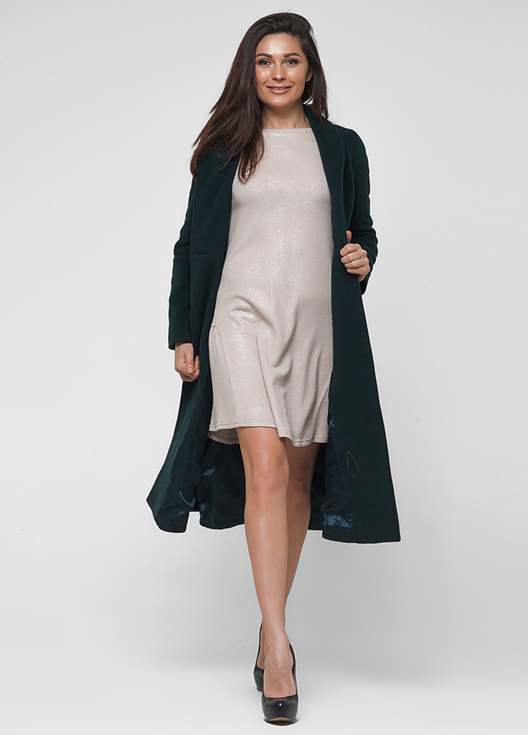 Зеленое демисезонное Пальто двубортное Florens