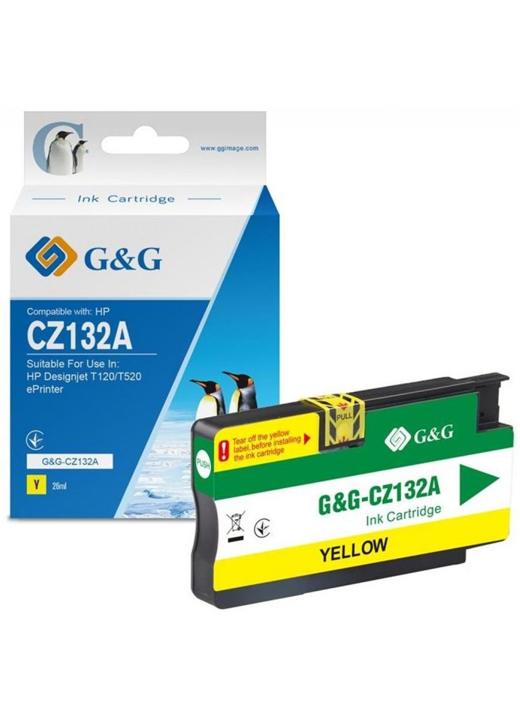 Картридж G & G HP Designjet T120 / T520 Yellow (G & G-CZ132A) G&G hp designjet t120/t520 yellow (247616321)