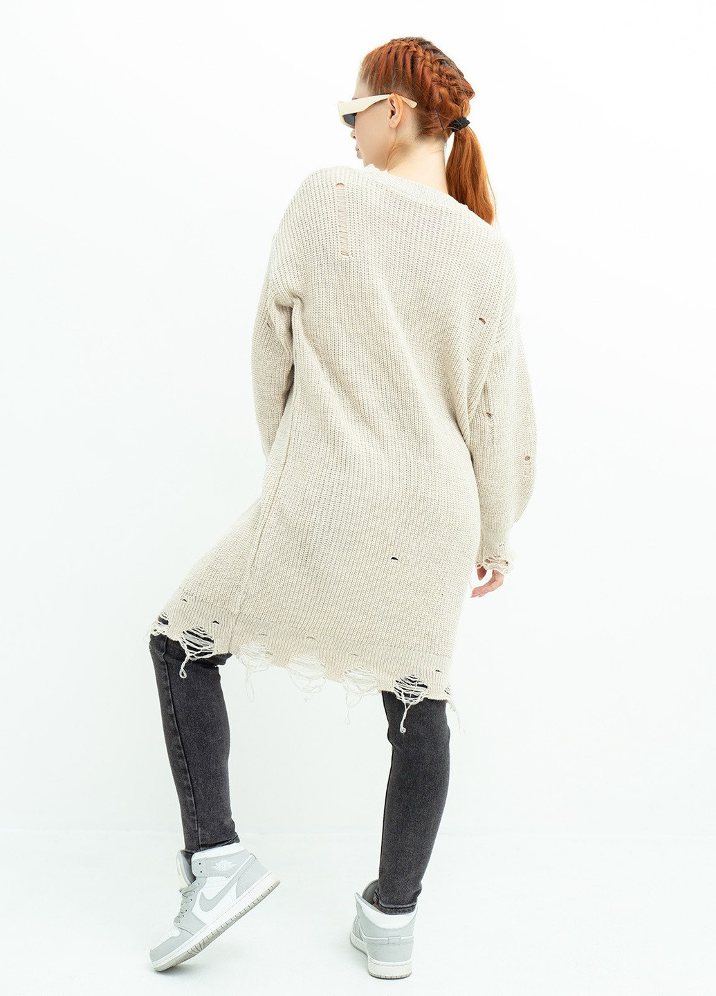 Бежевый зимний свитер женский джемпер ISSA PLUS WN20-386