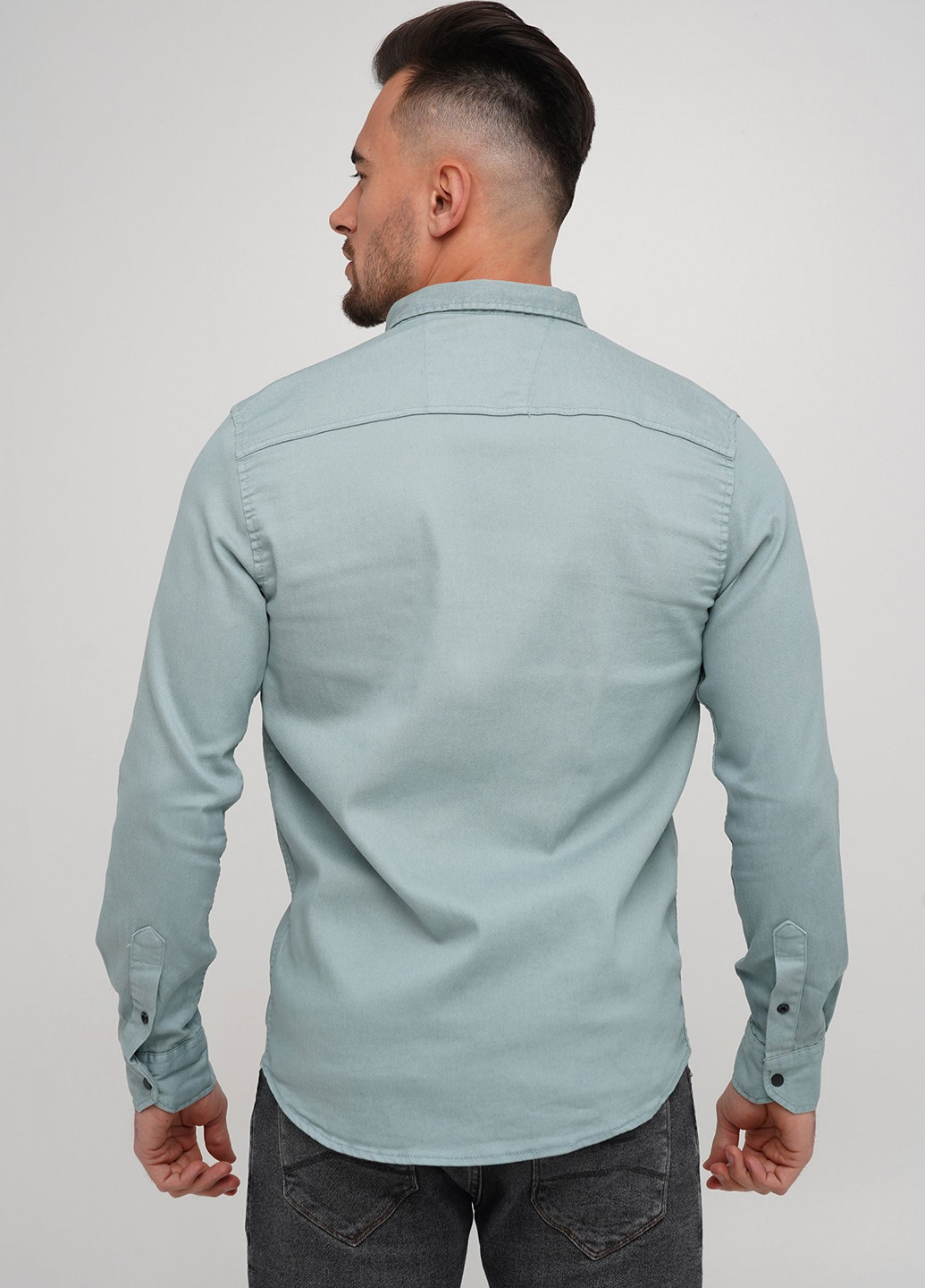 Светло-бирюзовая кэжуал рубашка однотонная Trend Collection