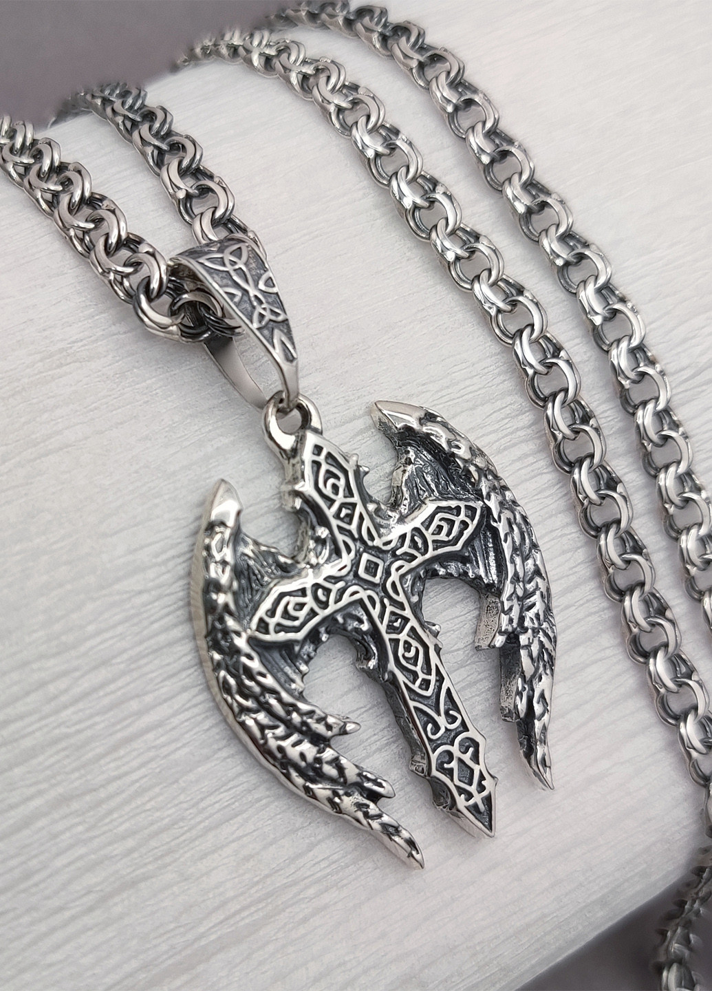 Срібний комплект "Крила Янгола" ланцюжок та хрестик Diva (328293120)