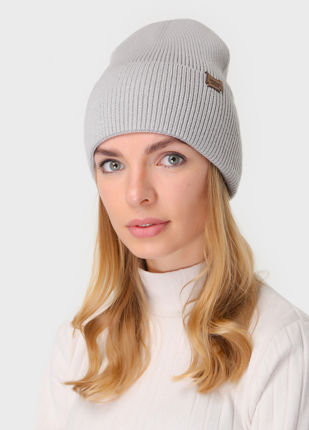 Теплая зимняя женская кашемировая шапка с отворотом без подкладки 500020 DeMari (244712860)