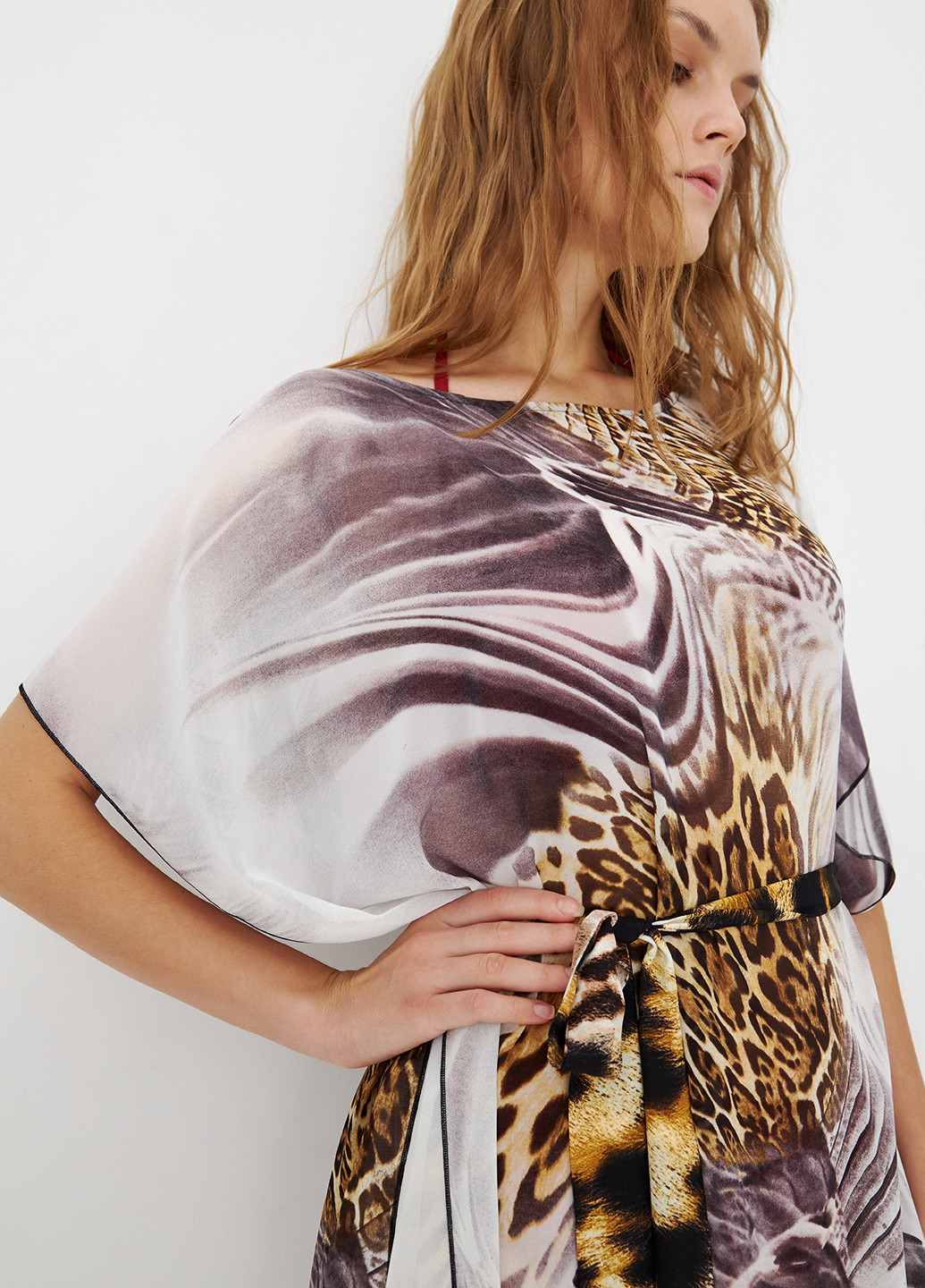 Комбинированное пляжное платье Sambario с животным (анималистичным) принтом