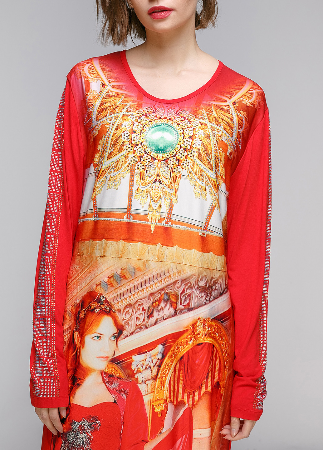 Красное кэжуал платье а-силуэт Babylon с рисунком