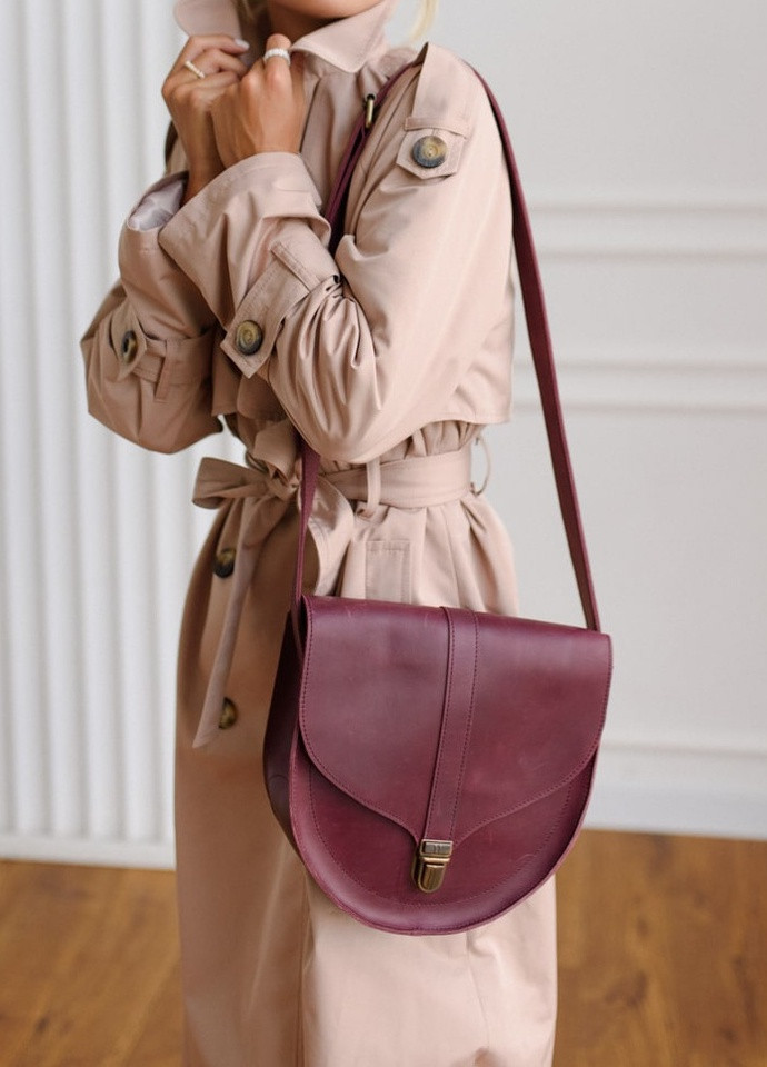 Женская полукруглая сумка через плечо ручной работы из винтажной натуральной кожи коньячного цвета Boorbon (253342369)