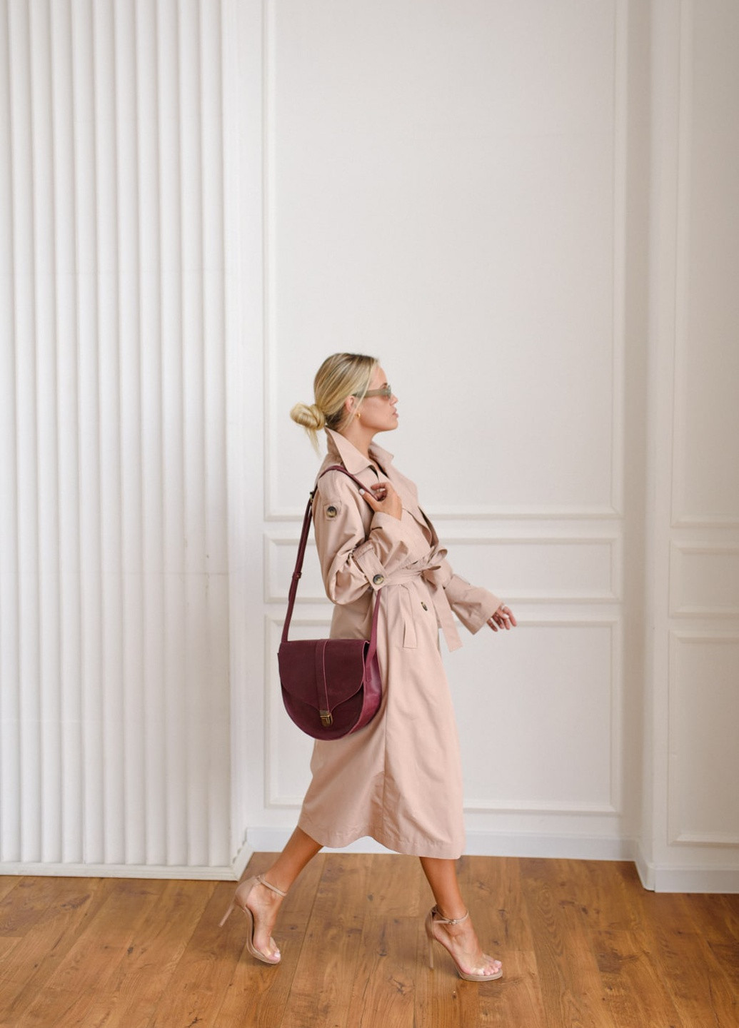 Женская полукруглая сумка через плечо ручной работы из винтажной натуральной кожи коньячного цвета Boorbon (253342369)