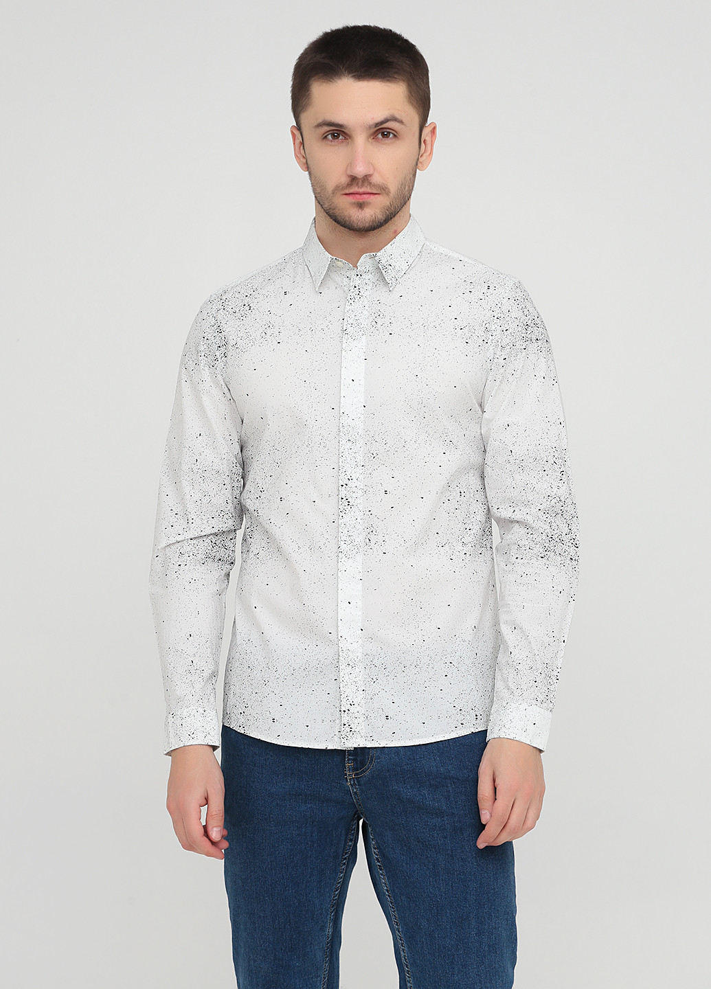 Светло-серая кэжуал рубашка с абстрактным узором Jack & Jones