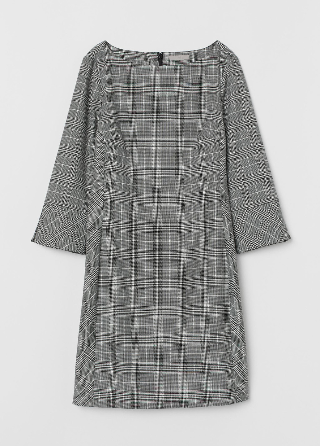 Сіра кежуал плаття, сукня H&M з візерунком "гусяча лапка"