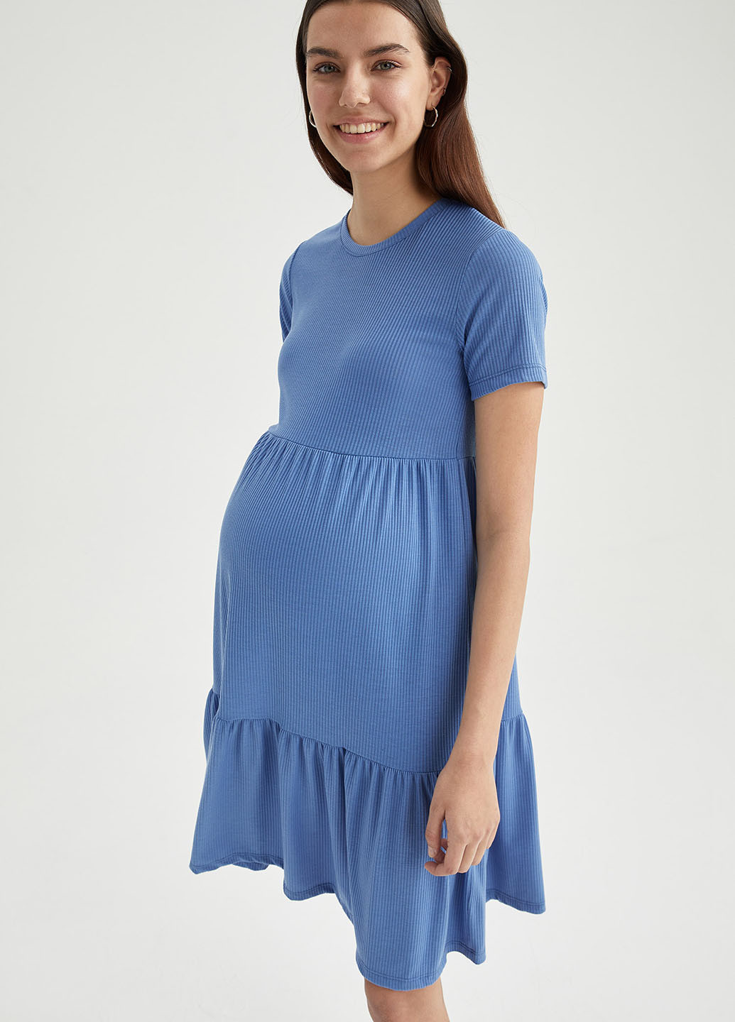 Темно-блакитна кежуал плаття для вагітних а-силует DeFacto
