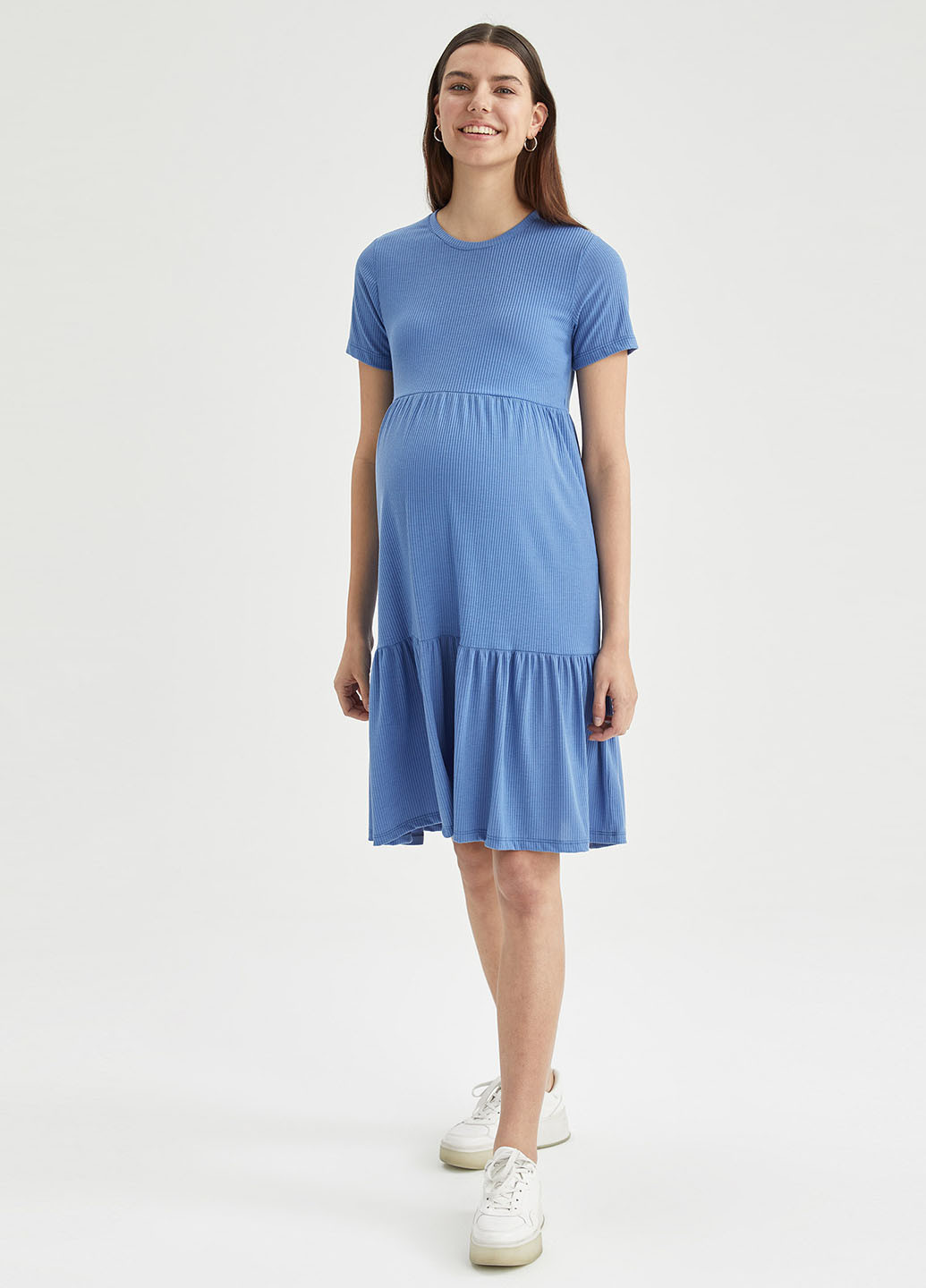 Темно-блакитна кежуал плаття для вагітних а-силует DeFacto