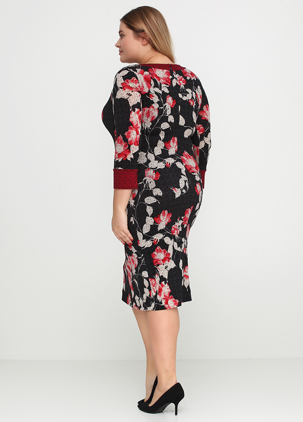 Черное кэжуал платье Angelo Marani с цветочным принтом