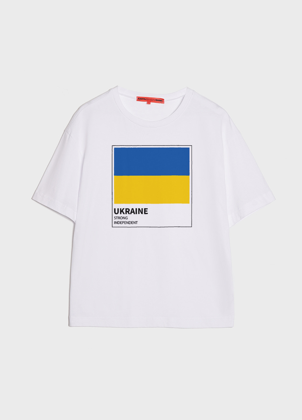 Белая летняя футболка женская оверсайз ukraine_strong_independent KASTA design