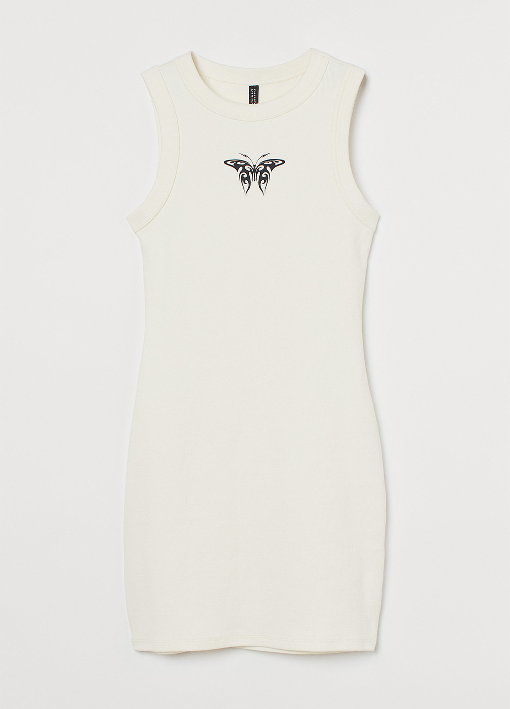 Молочное кэжуал платье платье-майка H&M бабочки
