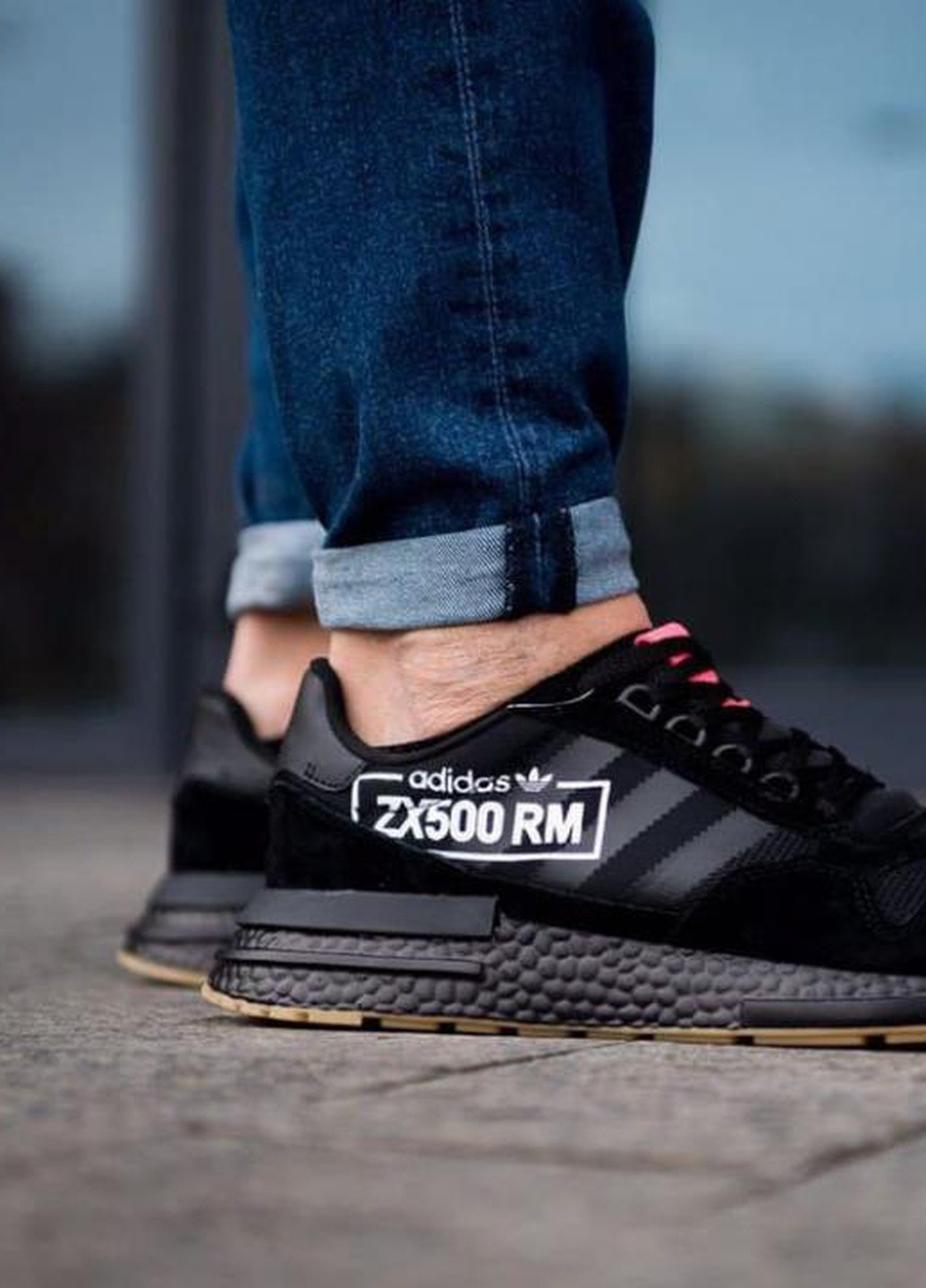 No Brand Copy Adidas ZX 500 RM Black Gum 253465568