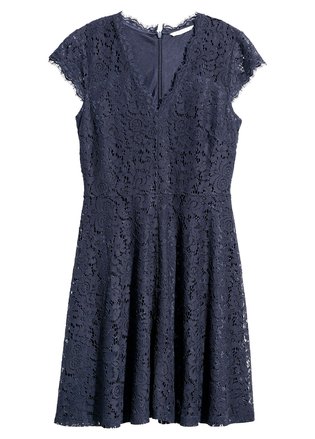 Темно-синее кэжуал платье а-силуэт H&M с абстрактным узором
