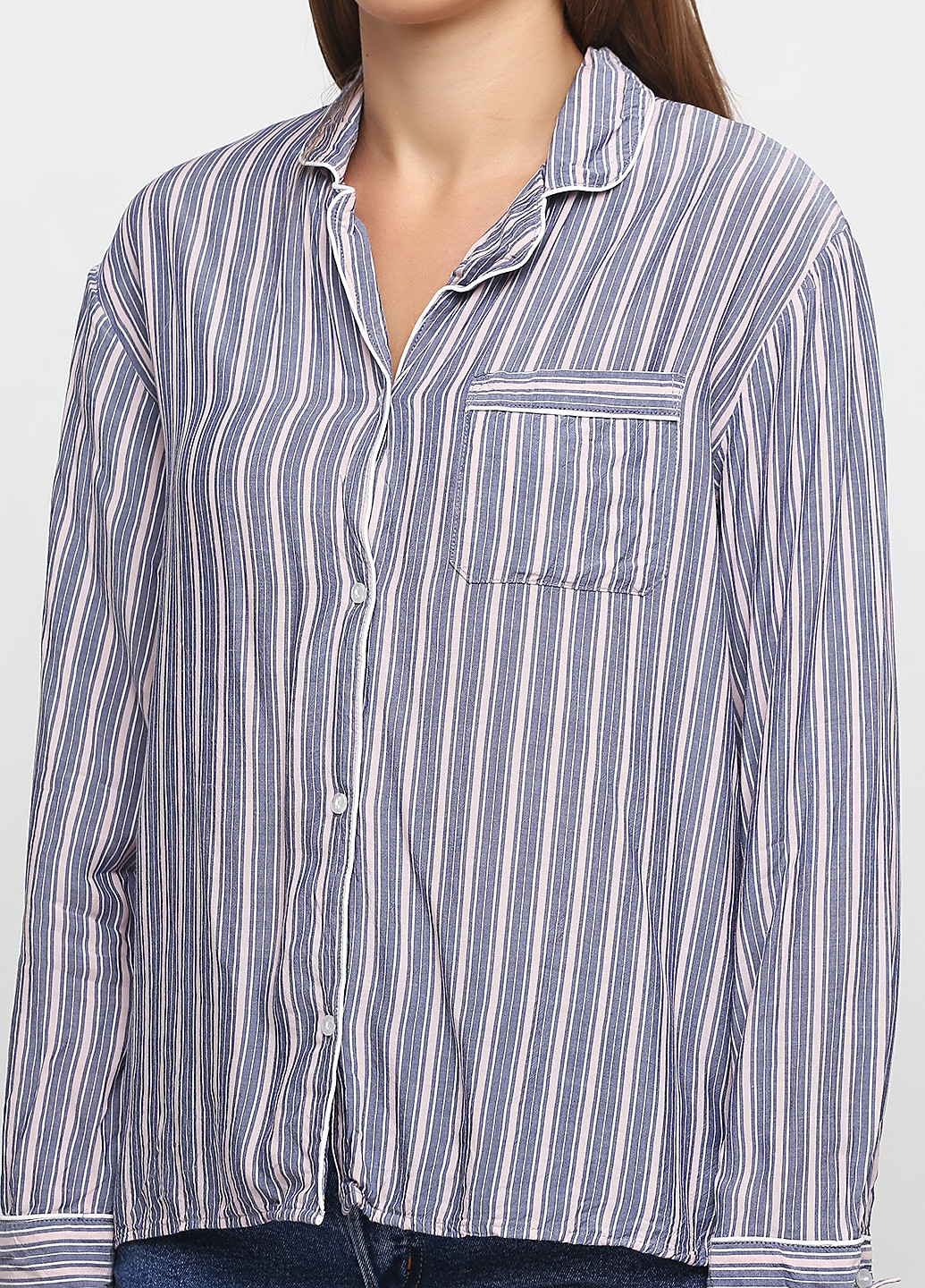 Серо-синяя кэжуал рубашка в полоску H&M