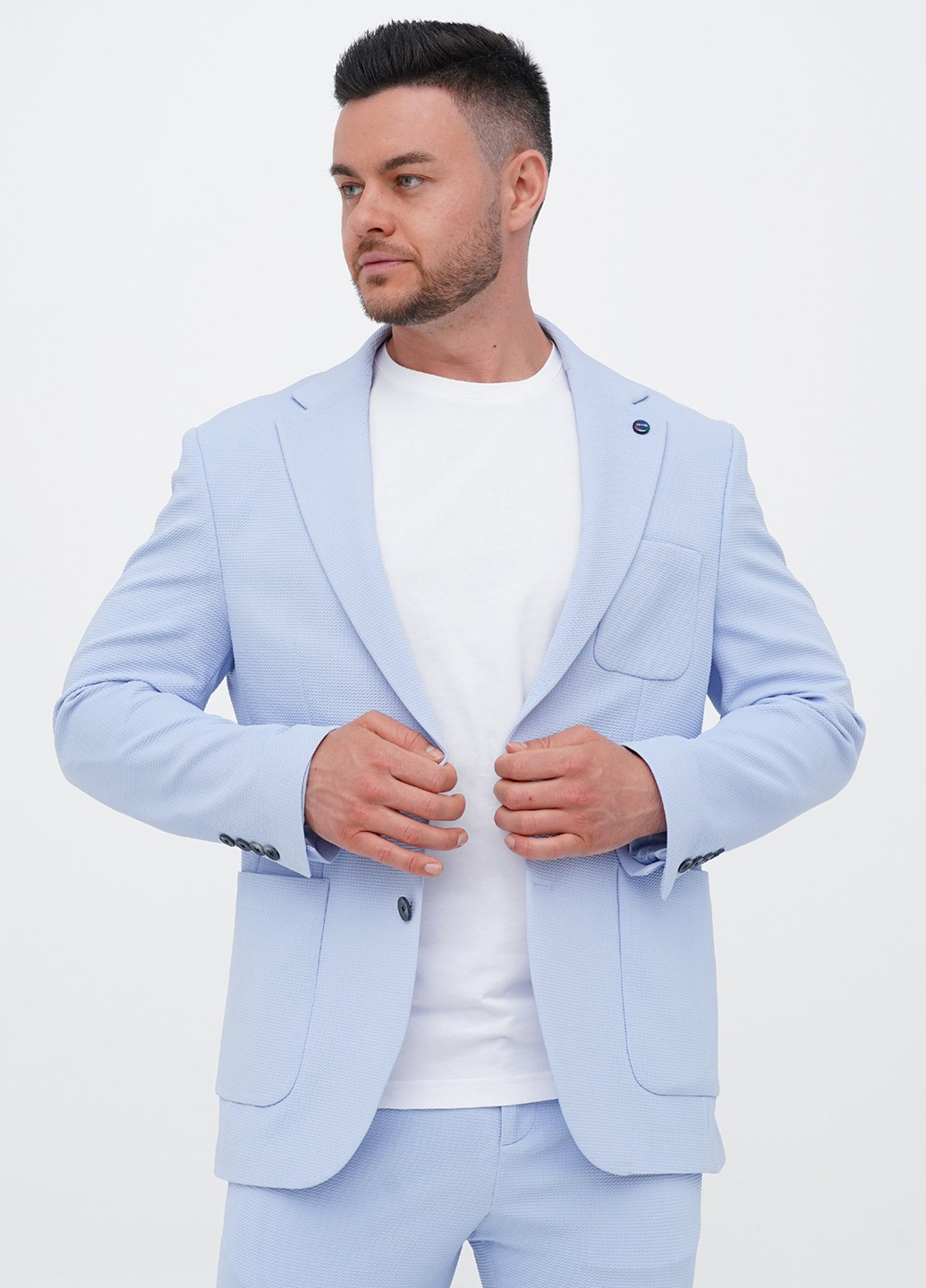 Блакитний демісезонний костюм (піджак, штани) брючний Trend Collection