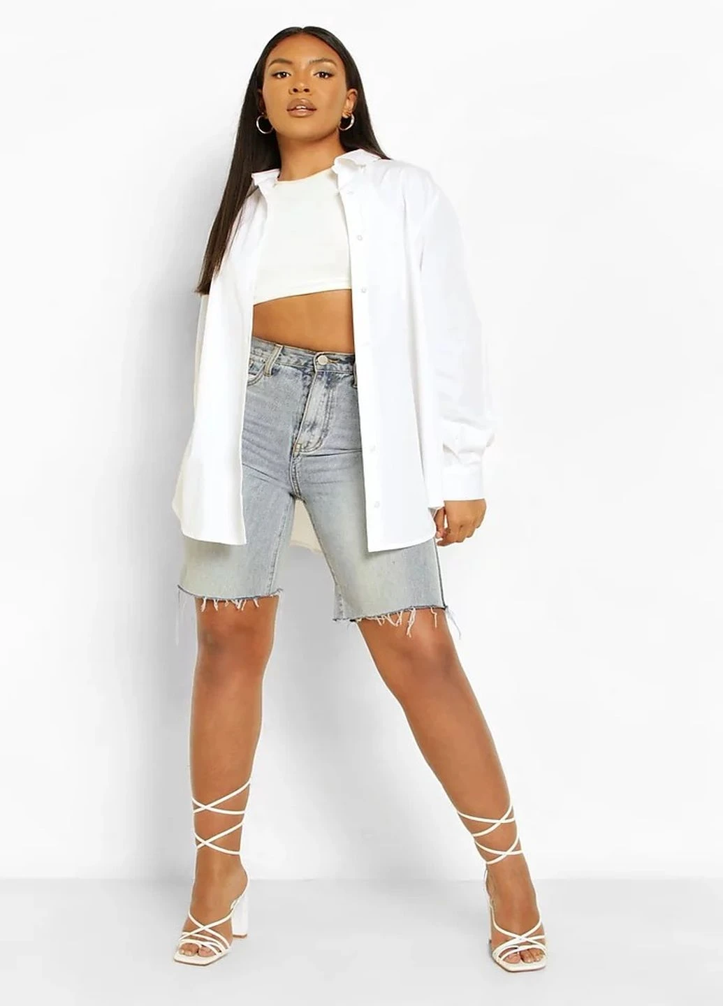 Белая кэжуал рубашка однотонная Boohoo