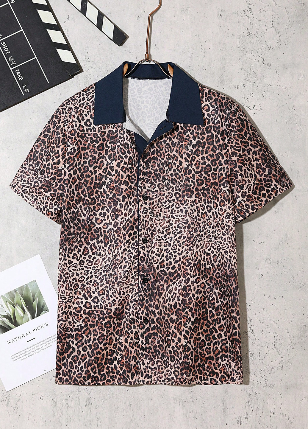 Цветная кэжуал рубашка леопардовый SHEIN