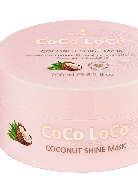 Зволожуюча маска для волосся з кокосовим маслом та есенцією агави Coco Loco With Agave Shine Mask 200 мл Lee Stafford (252374809)