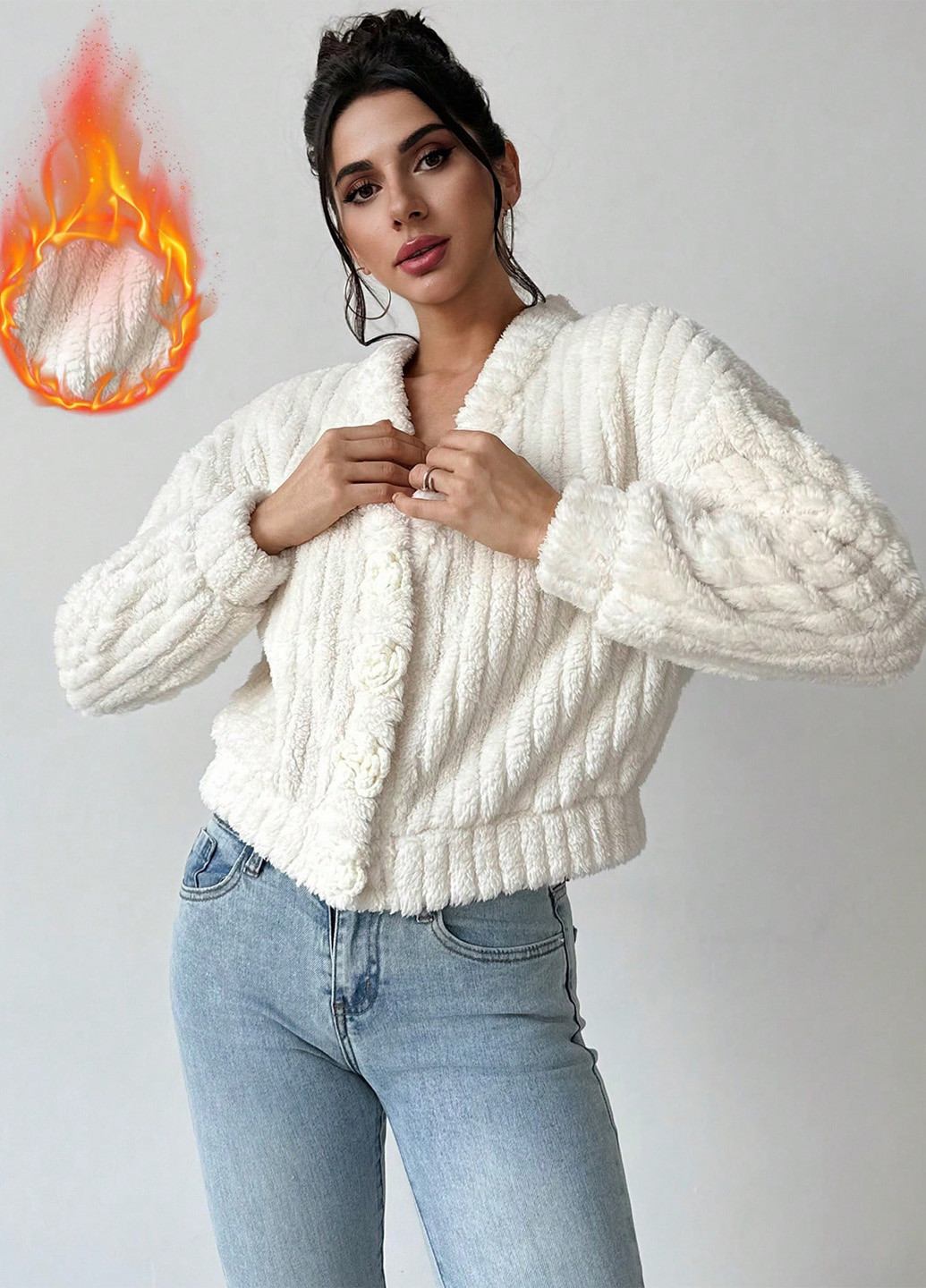 Айворі демісезонна куртка куртка-піджак SHEIN