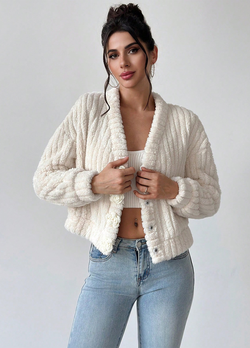 Айворі демісезонна куртка куртка-піджак SHEIN