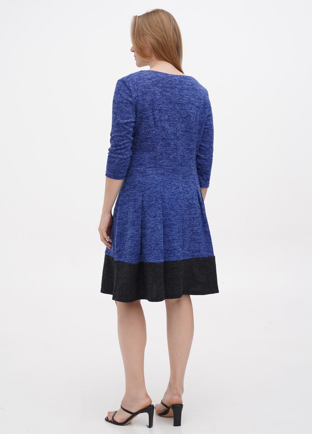 Синее кэжуал платье клеш Laura Bettini меланжевое