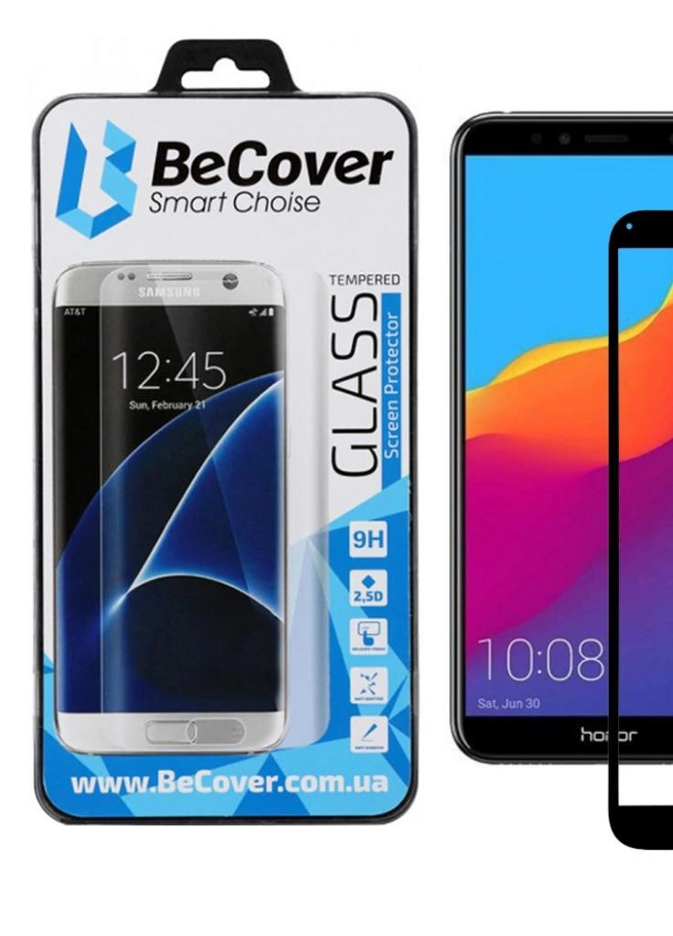 Скло захисне Honor 7A Pro Black (702450) BeCover (203961038)