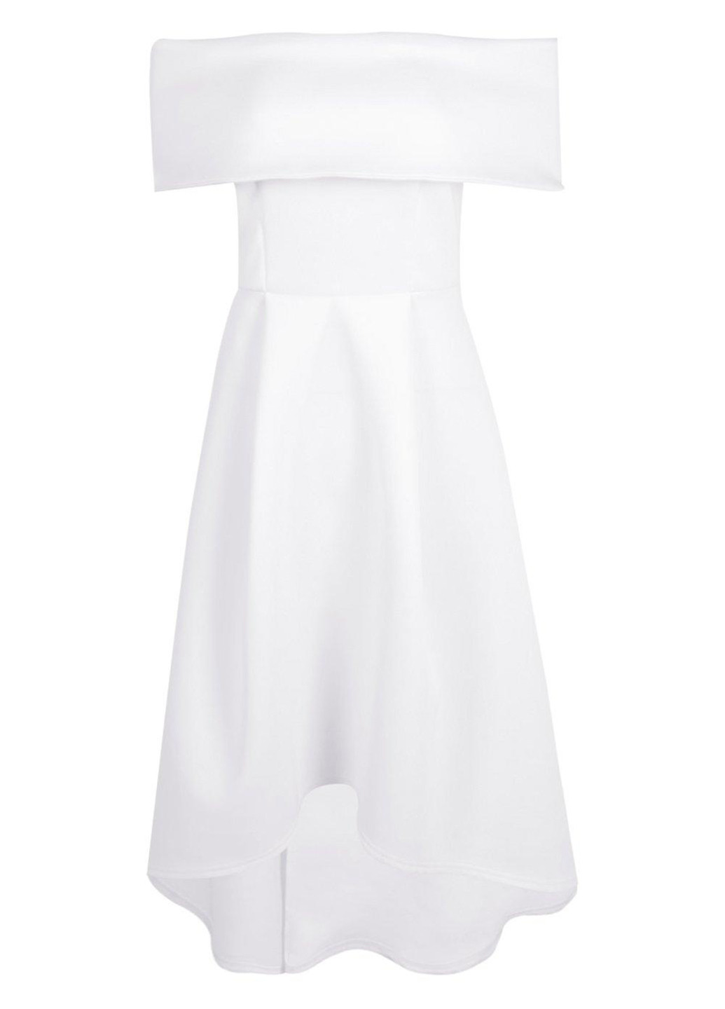 Белое коктейльное платье клеш Boohoo однотонное