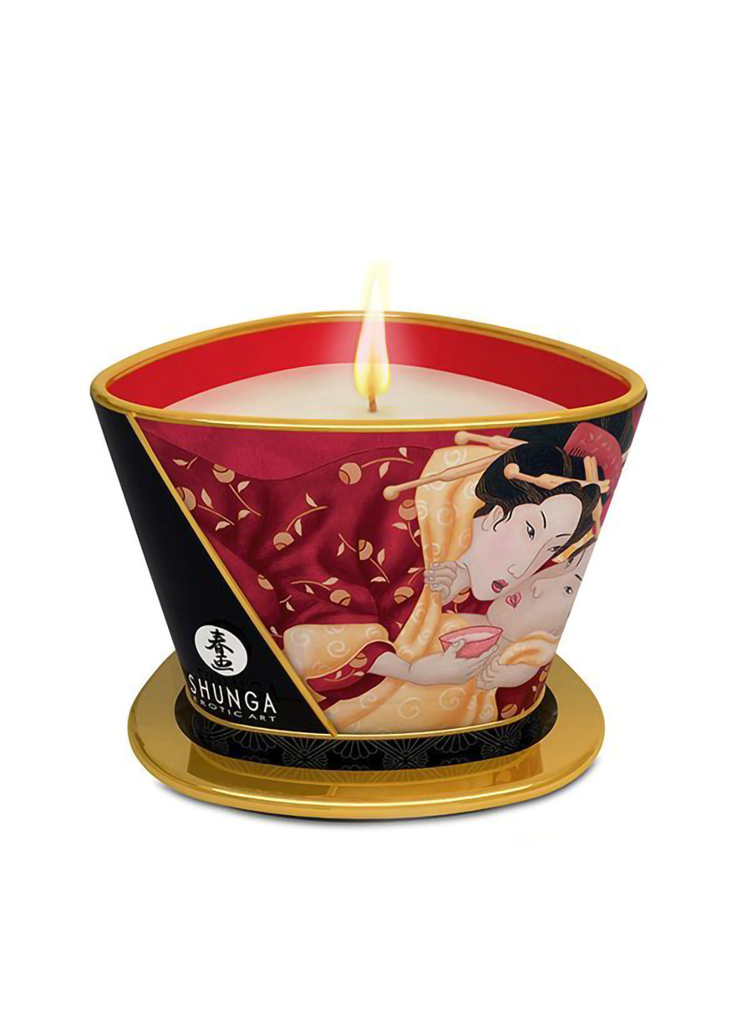 Массажная свеча Massage Candle - Sparkling Strawberry Wine (170 мл) с афродизиаками Shunga (254152425)