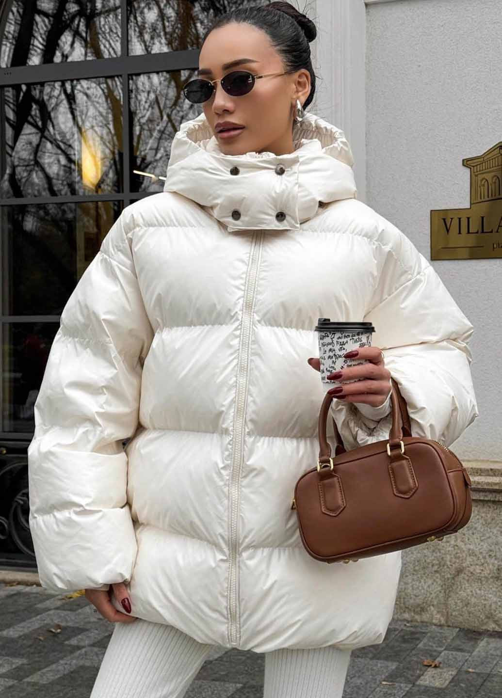 Молочный зимний Пуховик Fashion