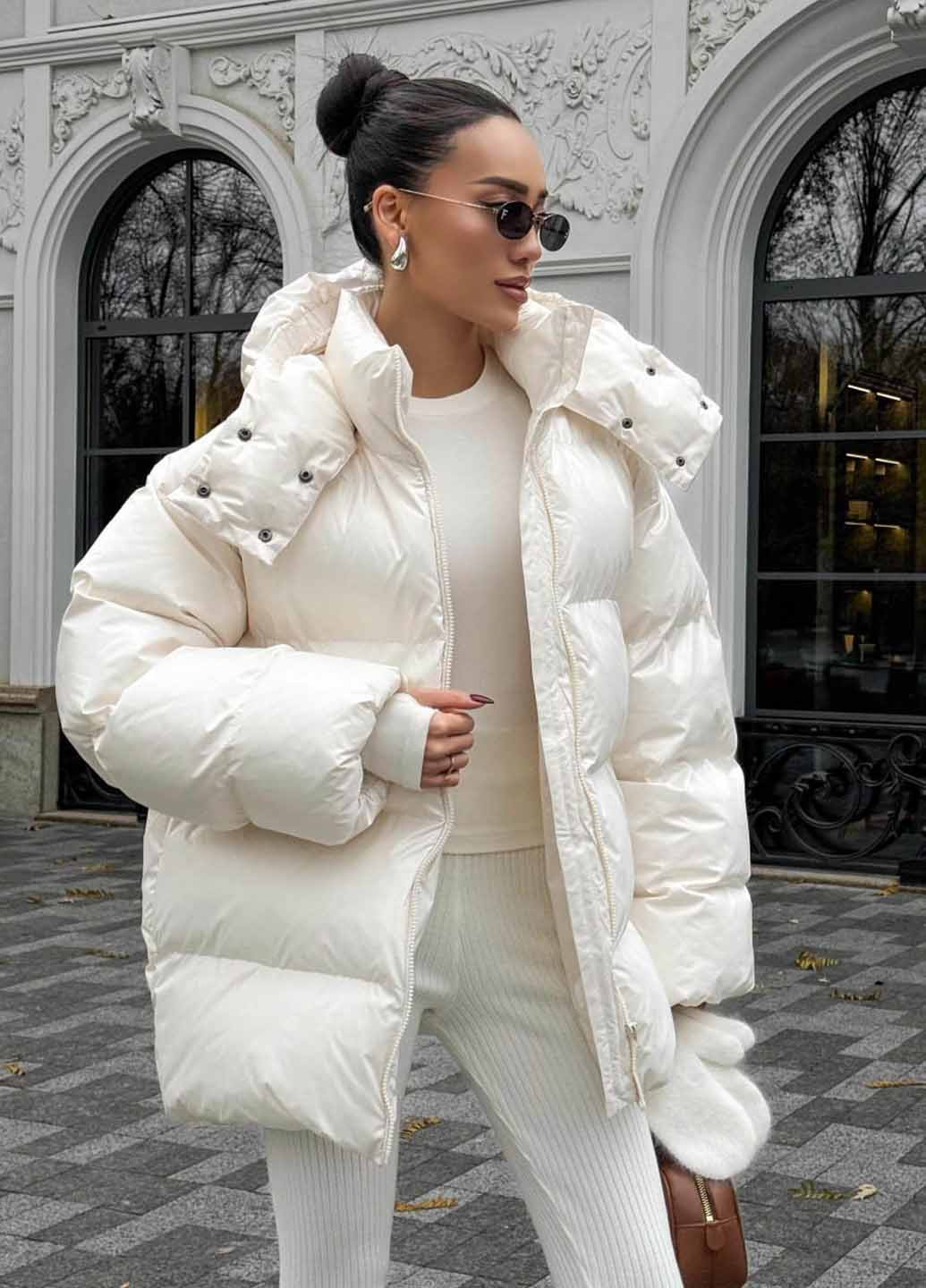 Молочный зимний Пуховик Fashion