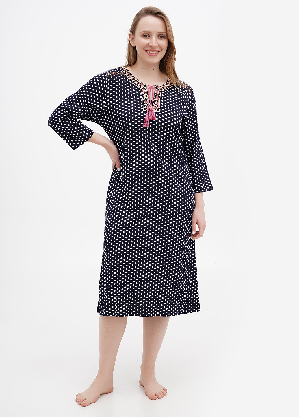 Черное домашнее платье Wild Love в горошек