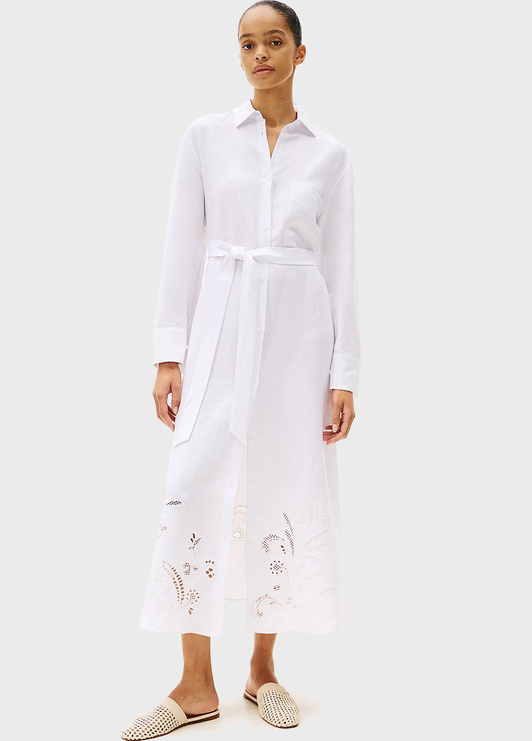 Белое кэжуал платье рубашка Tommy Hilfiger однотонное