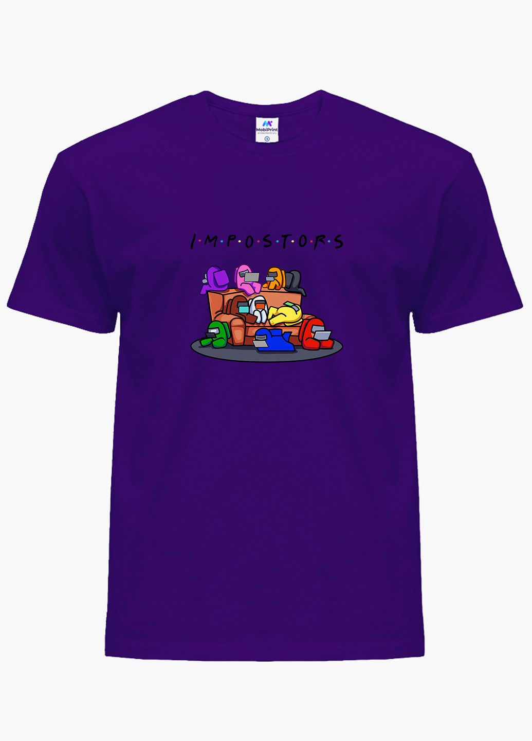 Фіолетова демісезонна футболка дитяча амонг ас друзі самозванці (among us friends impostors) (9224-2427) MobiPrint