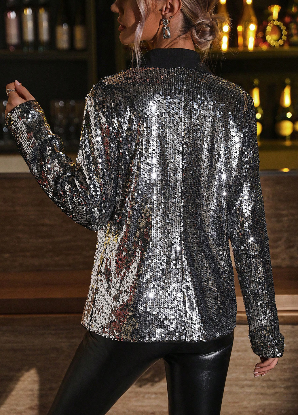 Серебряный женский жакет SHEIN однотонный - всесезон