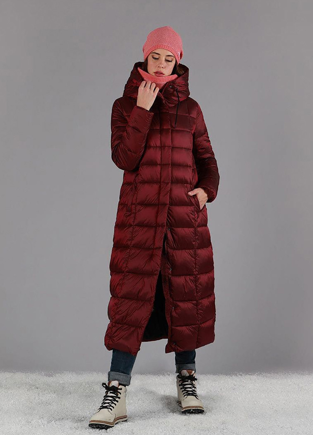 Вишневая зимняя куртка CMP WOMAN COAT FIX HOOD