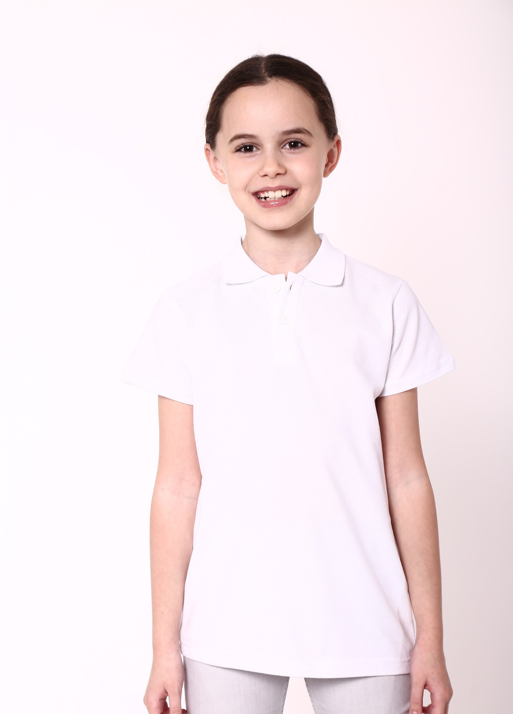Белая детская футболка-футболка поло детская TvoePolo однотонная