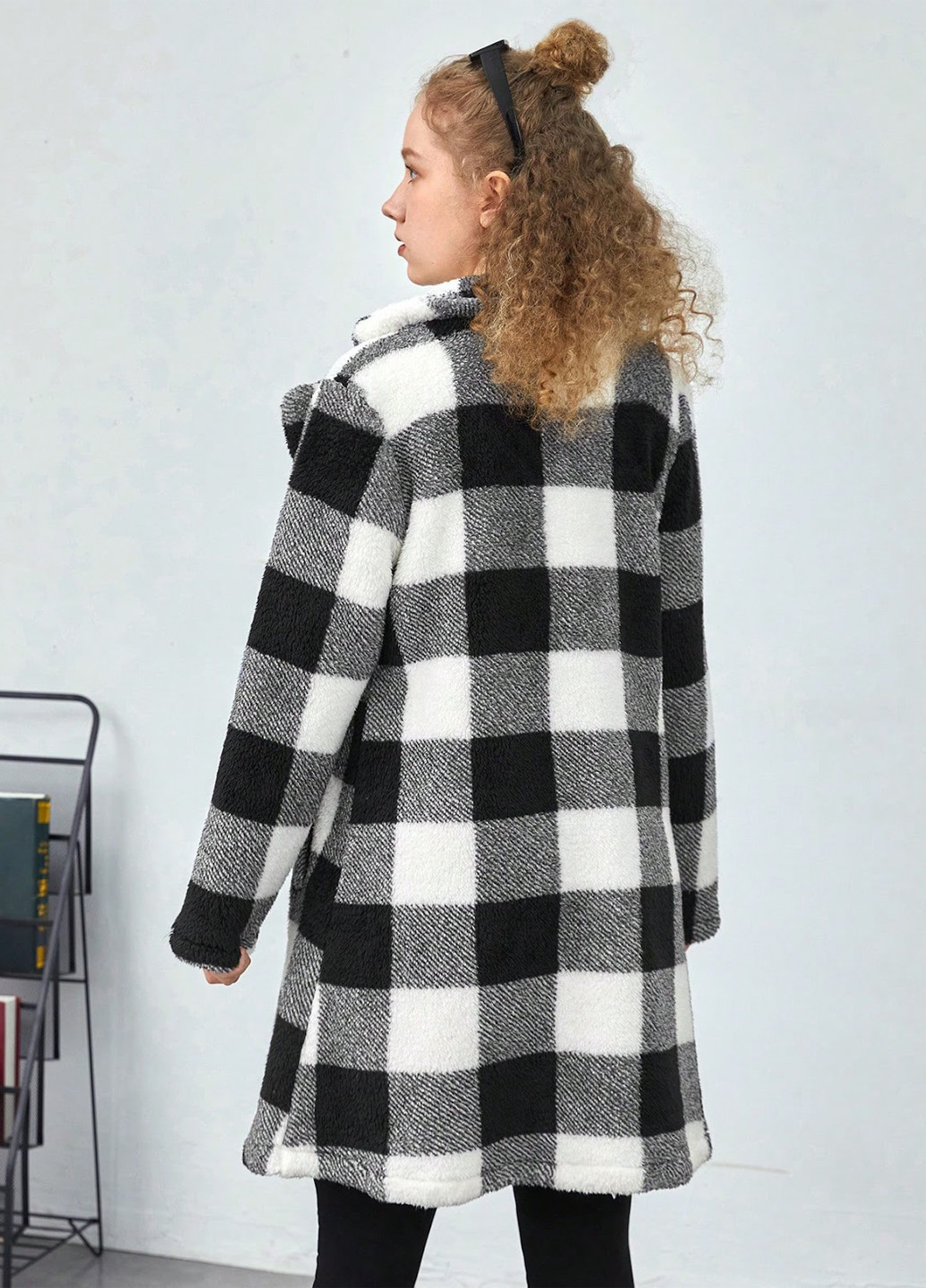 Чорно-білий демісезонне Пальто SHEIN