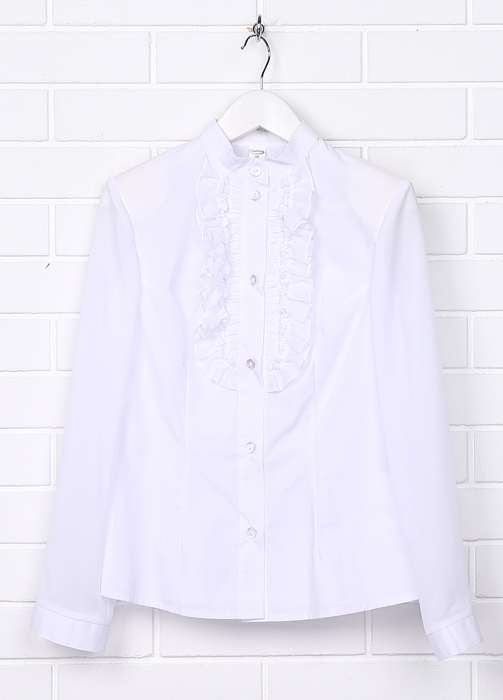Белая однотонная блузка с длинным рукавом Попелюшка демисезонная