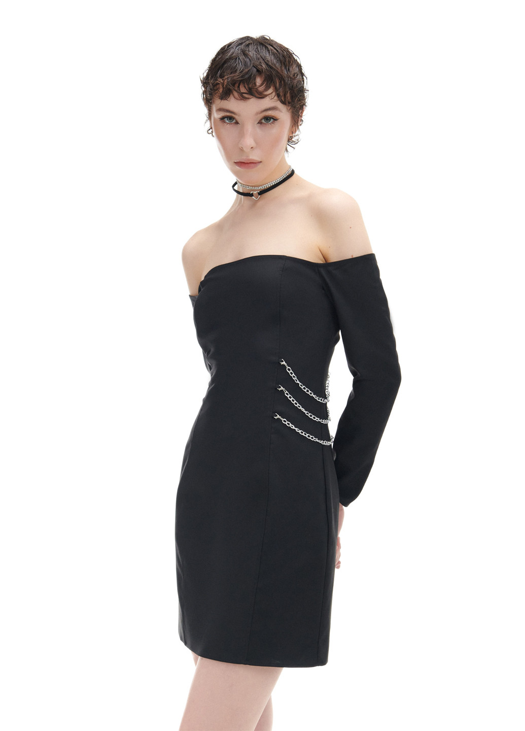 Чорна вечірня сукня з відкритими плечима Cropp однотонна