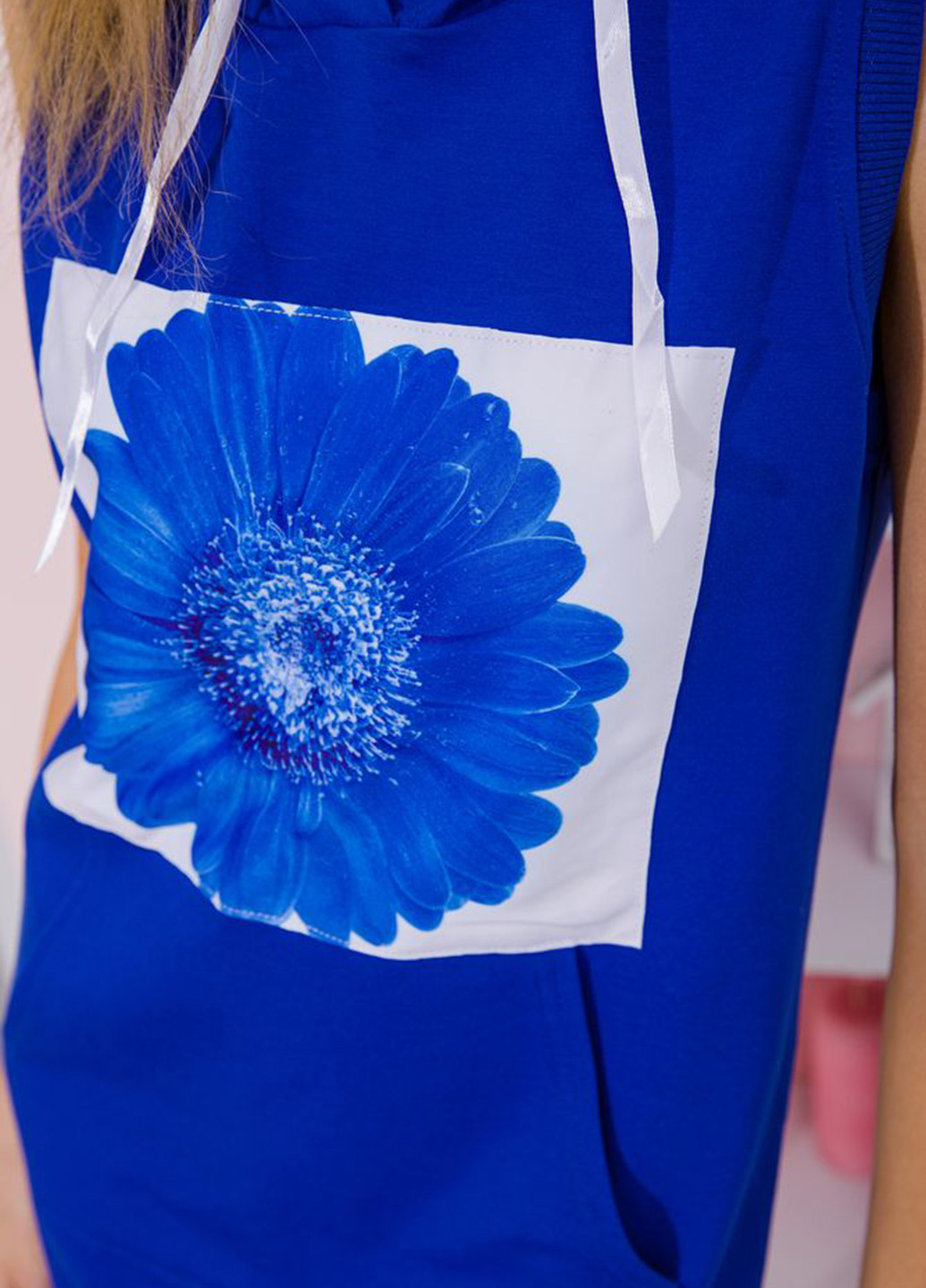 Синя кежуал плаття, сукня сукня-худі Ager з квітковим принтом