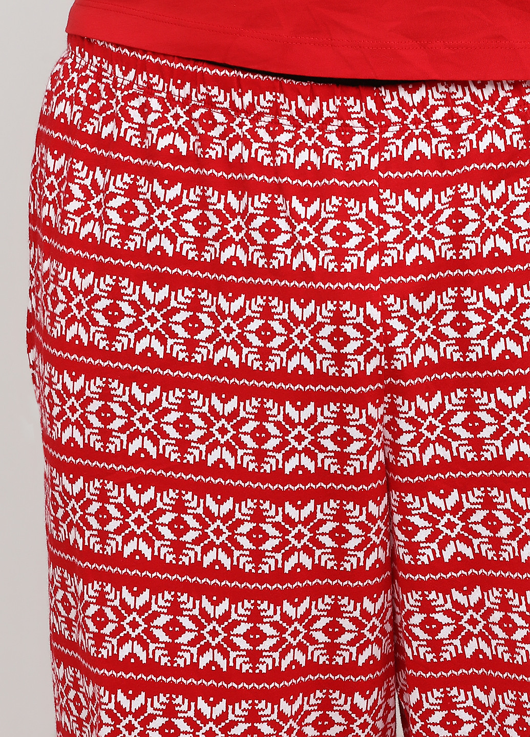 Пижама (лонгслив, брюки) Signature лонгслив + брюки новогодняя красная домашняя трикотаж, хлопок