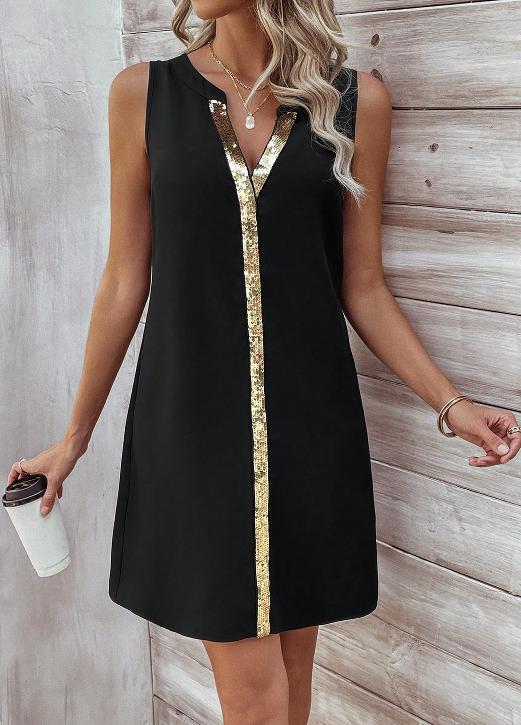 Чорна вечірня, кежуал сукня а-силует SHEIN однотонна