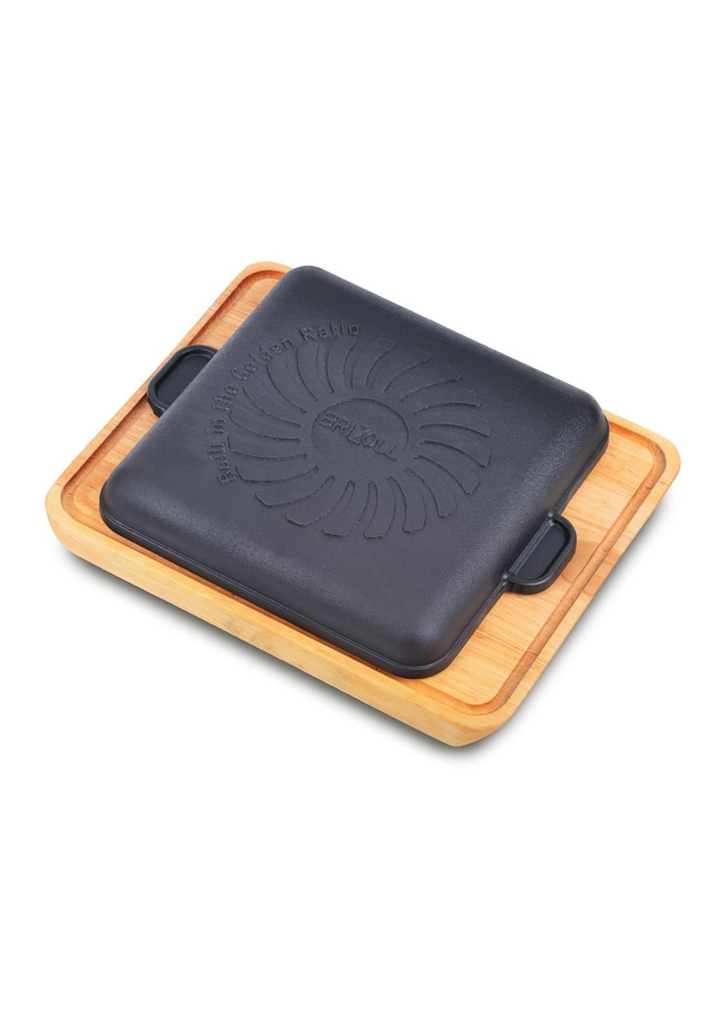 Сковорода чугунная квадратная с дощечкой 18 см Н-181825-Д Brizoll (253627701)