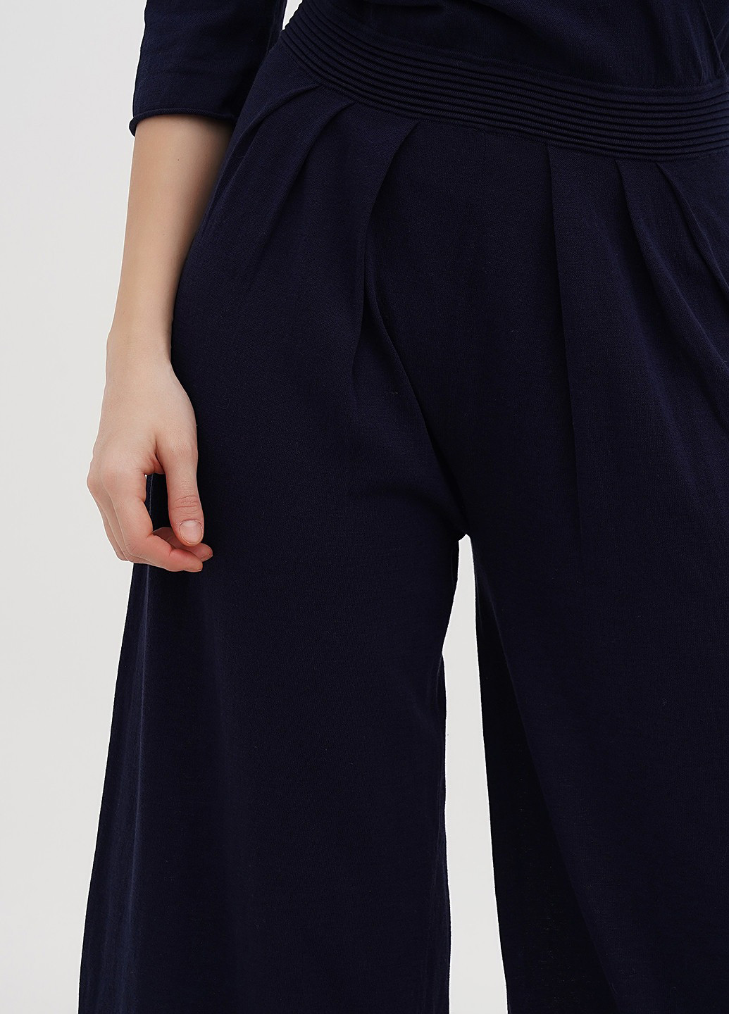 Комбинезон Stefanel комбинезон-брюки однотонный тёмно-синий кэжуал полиэстер, трикотаж