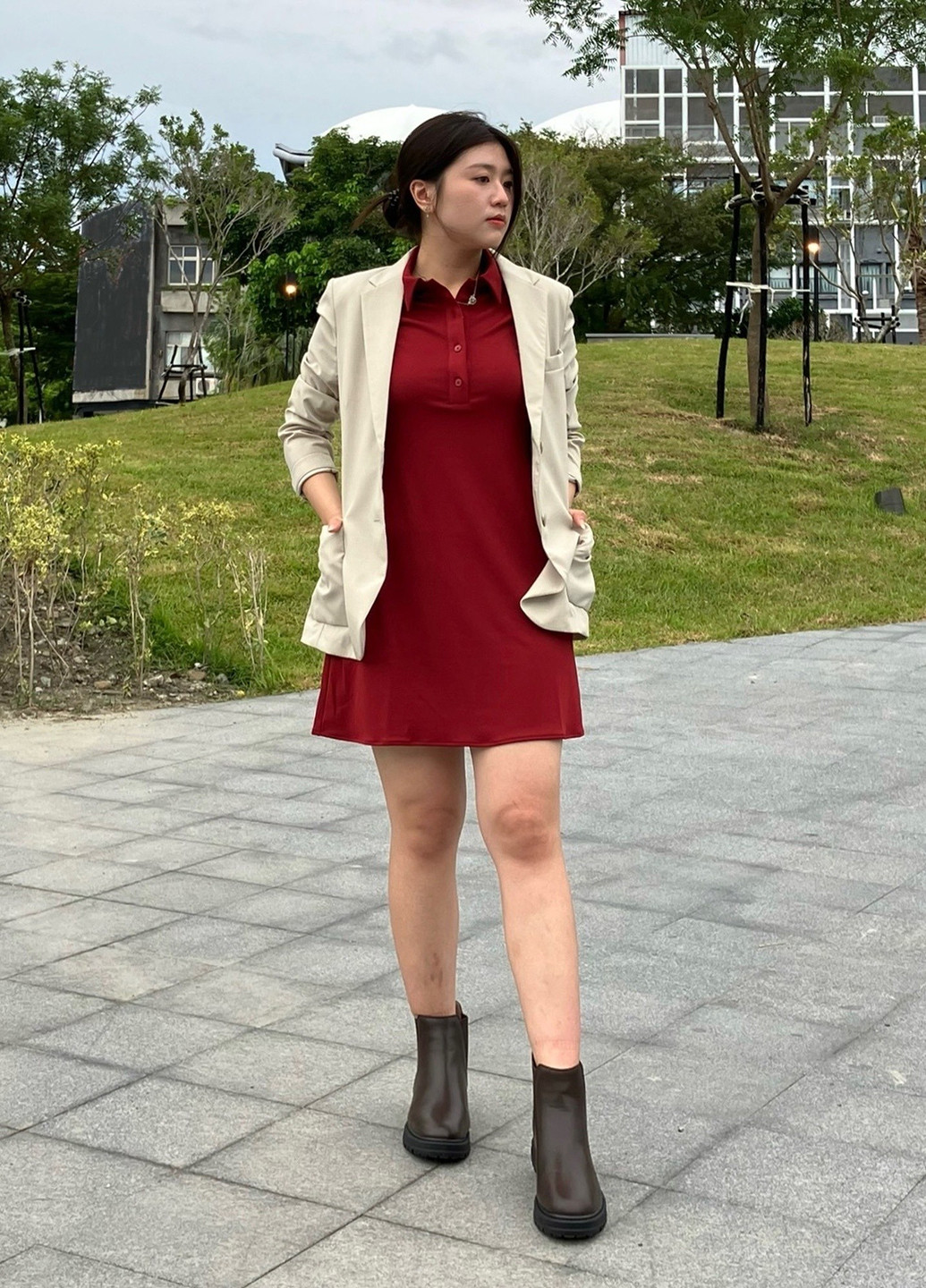 Червона кежуал сукня поло Uniqlo однотонна